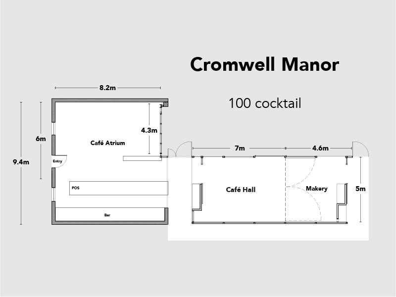 A diagram of the floor plan at Cromwell Manor.